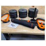 FEIERDUN Adjustable Dumbbells, 40lbs Free Weight Set with Connector, 5 in1 Dumbbell Set