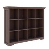 Cube Shelf Bookcase with Base - Wooden 3 Tiers Floor Standing Low Storage Cabinet for Home and Office, 12-Cube Lattice Bookshelf, Walnut