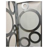 ROUND HILL FURNITURE Arvada 4-Panel Wood Room Divider with Circle Pattern, Silver (damaged)