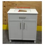 HOME DECORATORS COLLECTION Bilston 30 in. Single Sink Dove Gray Bath Vanity with White Engineered Stone Top (Assembled) backsplash NEW