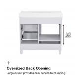 HOME DECORATORS COLLECTION Bliston 36 in Single sink Dove Gray finish with White Engineered stone top NEW