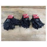 Lot of 3 - 10" XL 3 pairs Black Nitrile Dipped Gloves