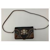 Two Collectible Skull Adorned Womans Clutch Bags One Has Strap Two Collectible Skull Adorned Womans Clutch Bags One Has Strap