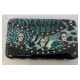 Two Collectible Skull Adorned Womans Clutch Bags One Has Strap Two Collectible Skull Adorned Womans Clutch Bags One Has Strap