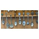 Vintage Collection Of Souvenir Spoons In Oak Display Case Vintage Collection Of Souvenir Spoons In Oak Display Case