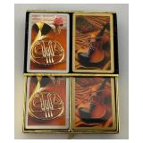 Vintage Poker Chips In Wooden Holder And Misc. Playing Cards (Some New In Pack) Vintage Poker Chips In Wooden Holder And Misc. Playing Cards (Some New In Pack)