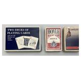 Vintage Poker Chips In Wooden Holder And Misc. Playing Cards (Some New In Pack) Vintage Poker Chips In Wooden Holder And Misc. Playing Cards (Some New In Pack)