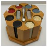 Vintage Poker Chips In Wooden Holder And Misc. Playing Cards (Some New In Pack) Vintage Poker Chips In Wooden Holder And Misc. Playing Cards (Some New In Pack)