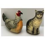 Vintage Cloth 14" Cat & 15" Chicken  Door Stops Vintage Cloth 14" Cat & 15" Chicken  Door Stops