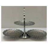 Collectible Vintage Aluminum Folding Candy Serving Tray 3 Teir Dish W/Handle Collectible Vintage Aluminum Folding Candy Serving Tray 3 Teir Dish W/Handle