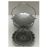 Collectible Vintage Aluminum Folding Candy Serving Tray 3 Teir Dish W/Handle Collectible Vintage Aluminum Folding Candy Serving Tray 3 Teir Dish W/Handle