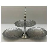 Collectible Vintage Aluminum Folding Candy Serving Tray 3 Teir Dish W/Handle Collectible Vintage Aluminum Folding Candy Serving Tray 3 Teir Dish W/Handle
