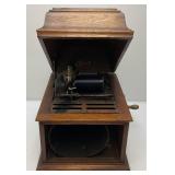 Antique Edison Amberola 30 Cylinder Record Player Phonograph With Blue Spindle (Cranks And Spins) Needs Clean Up Antique Edison Amberola 30 Cylinder Record Player Phonograph With Blue Spindle (Cranks And Spins) Needs Clean Up