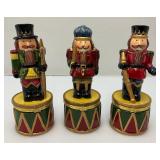 Three Vintage Kurt S. Adler Porcelain Nutcracker Trinket Boxes 6" Three Vintage Kurt S. Adler Porcelain Nutcracker Trinket Boxes 6"