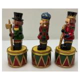 Three Vintage Kurt S. Adler Porcelain Nutcracker Trinket Boxes 6" Three Vintage Kurt S. Adler Porcelain Nutcracker Trinket Boxes 6"