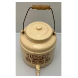Vintage One Gallon Stoneware Ceramic Crock Beer Cooler Dispenser Wood Handle (Crazing Present In Clear Coat) Vintage One Gallon Stoneware Ceramic Crock Beer Cooler Dispenser Wood Handle (Crazing Present In Clear Coat)