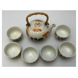 (RELISTED DO TO NO SHOW) Made In Occupied Japan Antique Porcelain Teapot With Bamboo Handle & Cups (RELISTED DO TO NO SHOW) Made In Occupied Japan Antique Porcelain Teapot With Bamboo Handle & Cups