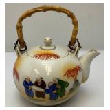 (RELISTED DO TO NO SHOW) Made In Occupied Japan Antique Porcelain Teapot With Bamboo Handle & Cups (RELISTED DO TO NO SHOW) Made In Occupied Japan Antique Porcelain Teapot With Bamboo Handle & Cups