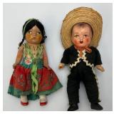 (RELISTED DO TO NO SHOW) Very Old Mexican Dolls 1 Has Hecho En Mexico Paper Label