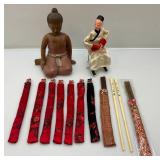 (RELISTED DO TO NO SHOW) Group Of Vintage Chop Sticks & Oriental Figures (RELISTED DO TO NO SHOW) Group Of Vintage Chop Sticks & Oriental Figures