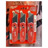 3 Pack Milwaukee FASTBACK Compact Folding Utility Knife with General Purpose Blade BRAND NEW