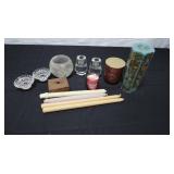 Assorted Lot of Candles and Candle Holders