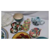 Assorted Lot of Decorative Glass and Hand-Painted Dishes