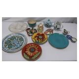 Assorted Lot of Decorative Glass and Hand-Painted Dishes