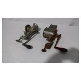 Two Vintage Clamp-Style Hand Grinders