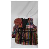 Lot of Hand-Woven Textiles: Vest, Purse, and Turban