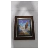 Framed Textured Print of an Eagle Flying Over a Canyon