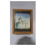 Small Framed Watercolor of a Church by Guintana