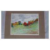 Original Watercolor Painting of Autumn Landscape by D. Leathers