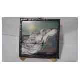 Framed Mixed-Media Artwork with Unique Metal Frame