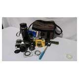 Vintage Nikon Film Camera & Assorted Camera Equipment Lot