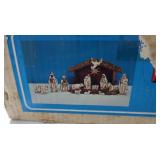 Vintage Hand-Painted Nativity Set with Wooden Stable, Made in Japan