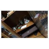 Large Wooden Hutch with Glass Display Doors