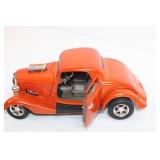 Die-Cast Model 1930s Orange Coupe Car with Removable Hood and Opening Doors Die-Cast Model 1930s Orange Coupe Car with Removable Hood and Opening Doors