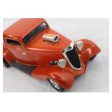 Die-Cast Model 1930s Orange Coupe Car with Removable Hood and Opening Doors Die-Cast Model 1930s Orange Coupe Car with Removable Hood and Opening Doors