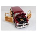 Die-Cast 1949 Ford Woody Wagon Model Car Maroon and Woodgrain Detail Die-Cast 1949 Ford Woody Wagon Model Car Maroon and Woodgrain Detail