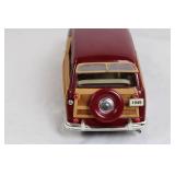 Die-Cast 1949 Ford Woody Wagon Model Car Maroon and Woodgrain Detail Die-Cast 1949 Ford Woody Wagon Model Car Maroon and Woodgrain Detail