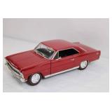 Die-Cast 1966 Chevy Nova Super Sport Model Car Red 1:18 Scale Die-Cast 1966 Chevy Nova Super Sport Model Car Red 1:18 Scale