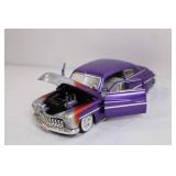 Diecast 1949 Mercury Purple Custom Car Model with Flames Diecast 1949 Mercury Purple Custom Car Model with Flames