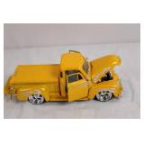 DUB City Chevrolet Diecast Pickup Truck Model Yellow with Flames DUB City Chevrolet Diecast Pickup Truck Model Yellow with Flames