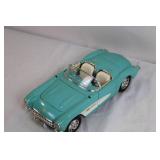Die-Cast 1957 Chevrolet Corvette Model Car Blue and White Die-Cast 1957 Chevrolet Corvette Model Car Blue and White
