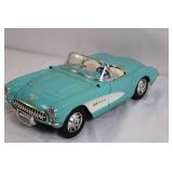 Die-Cast 1957 Chevrolet Corvette Model Car Blue and White Die-Cast 1957 Chevrolet Corvette Model Car Blue and White