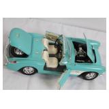 Die-Cast 1957 Chevrolet Corvette Model Car Blue and White Die-Cast 1957 Chevrolet Corvette Model Car Blue and White
