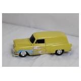 Die-Cast Yellow Vintage Panel Car Model with Flame Graphics Die-Cast Yellow Vintage Panel Car Model with Flame Graphics