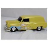 Die-Cast Yellow Vintage Panel Car Model with Flame Graphics Die-Cast Yellow Vintage Panel Car Model with Flame Graphics