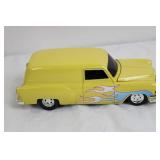 Die-Cast Yellow Vintage Panel Car Model with Flame Graphics Die-Cast Yellow Vintage Panel Car Model with Flame Graphics